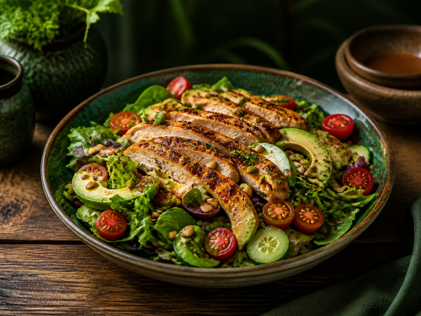 Izgara Tavuklu Bahçe Salatası için temsili servis fotoğrafı